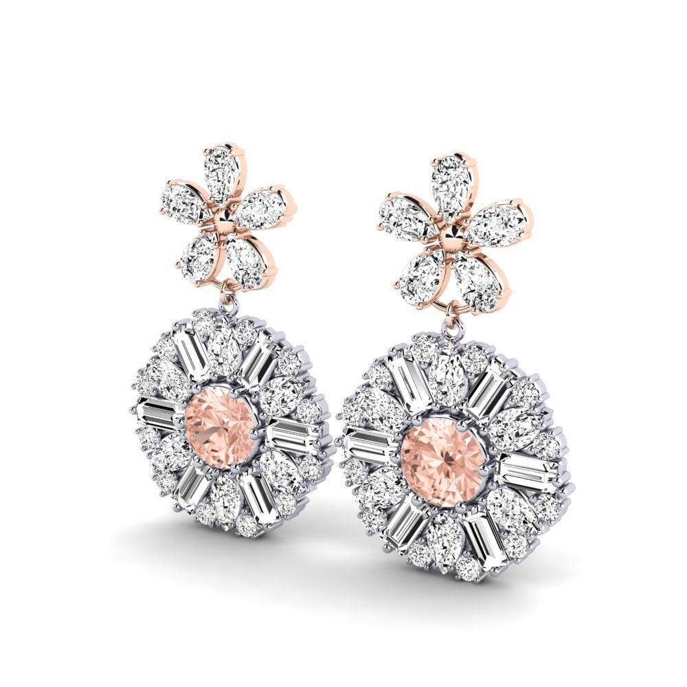 14ct White & Rose Gold Morganite Women's Earring Glatt