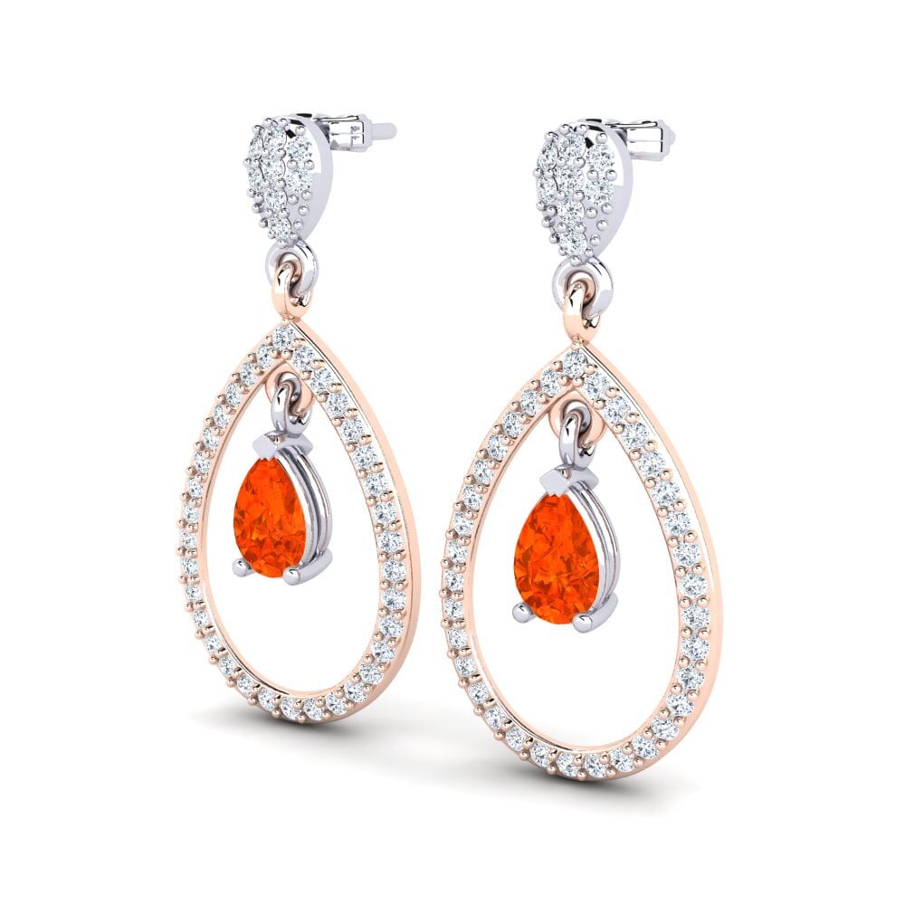 14ct Rose & White Gold Fire Opal Women's Earring Glenda