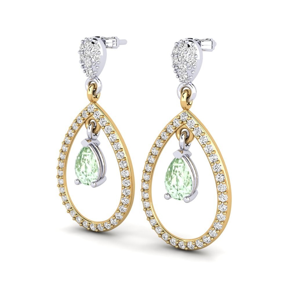14ct Yellow & White Gold Green Amethyst Women's Earring Glenda