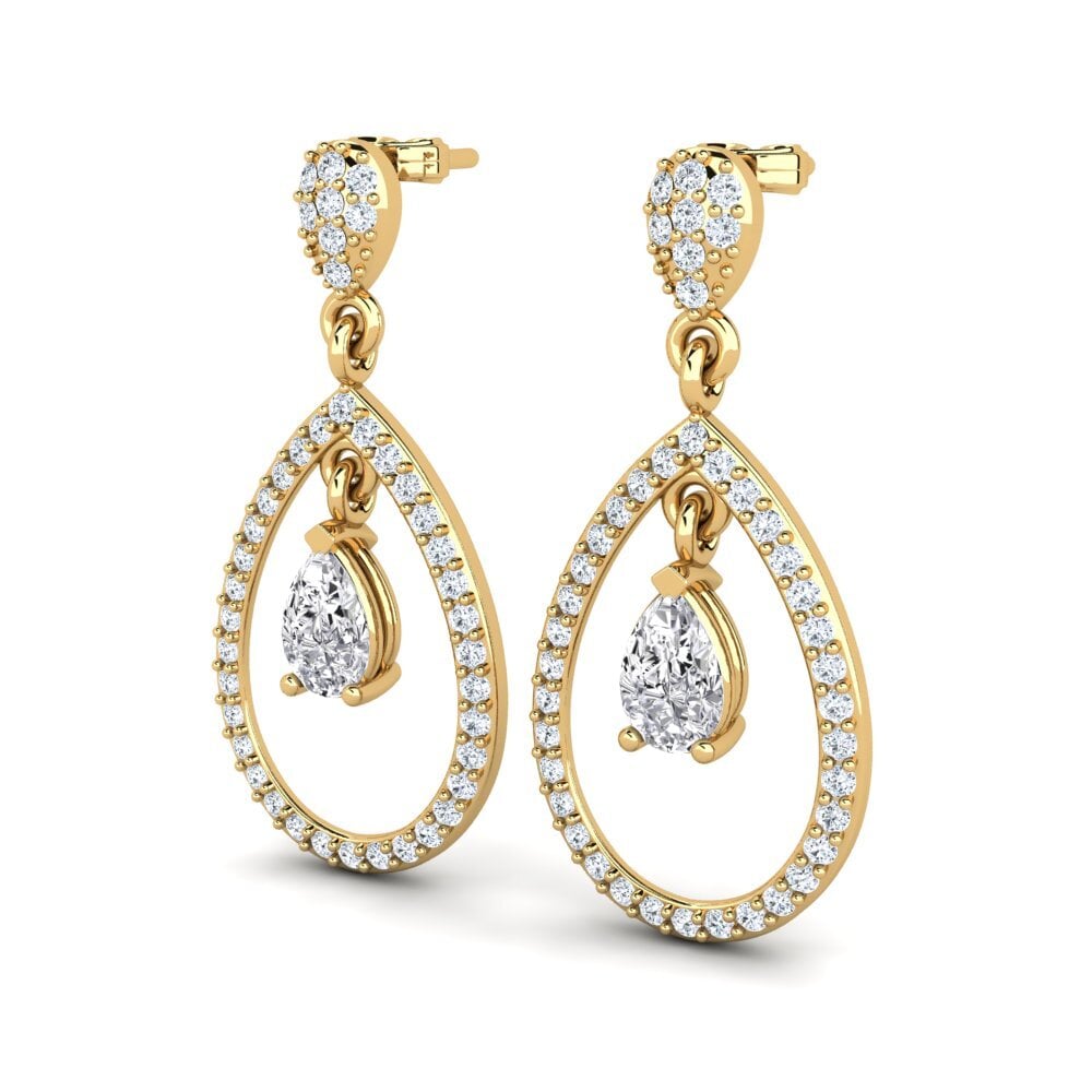 14k Oro Amarillo Pera Pendiente de mujer Glenda