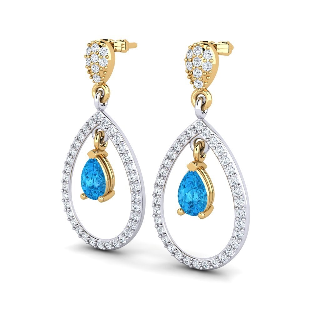 14ct White & Yellow Gold Blue Topaz Women's Earring Glenda