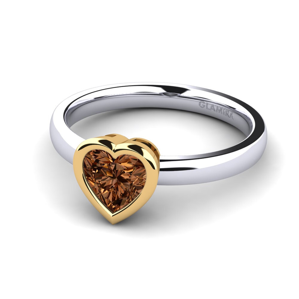 18k Oro Blanco & Amarillo Anillo de compromiso Gloria