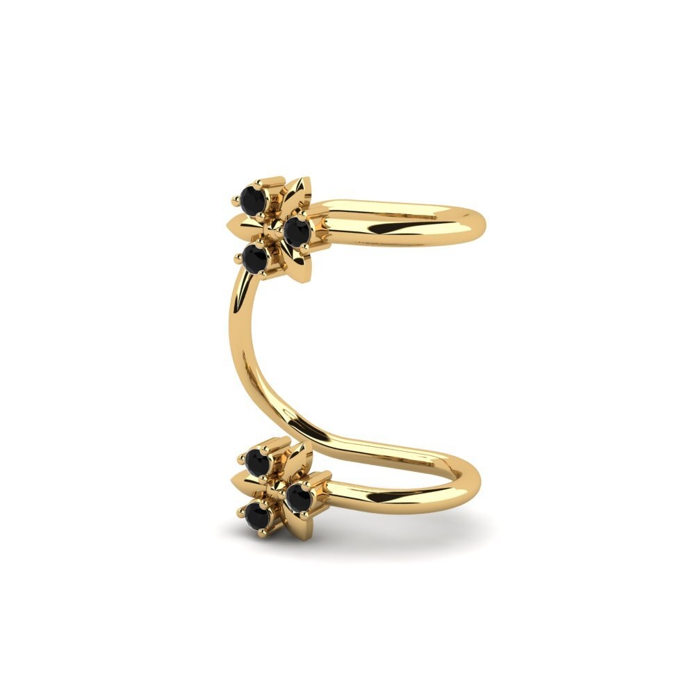 14k Oro Amarillo Diamante Negro Pendiente de mujer Godasse