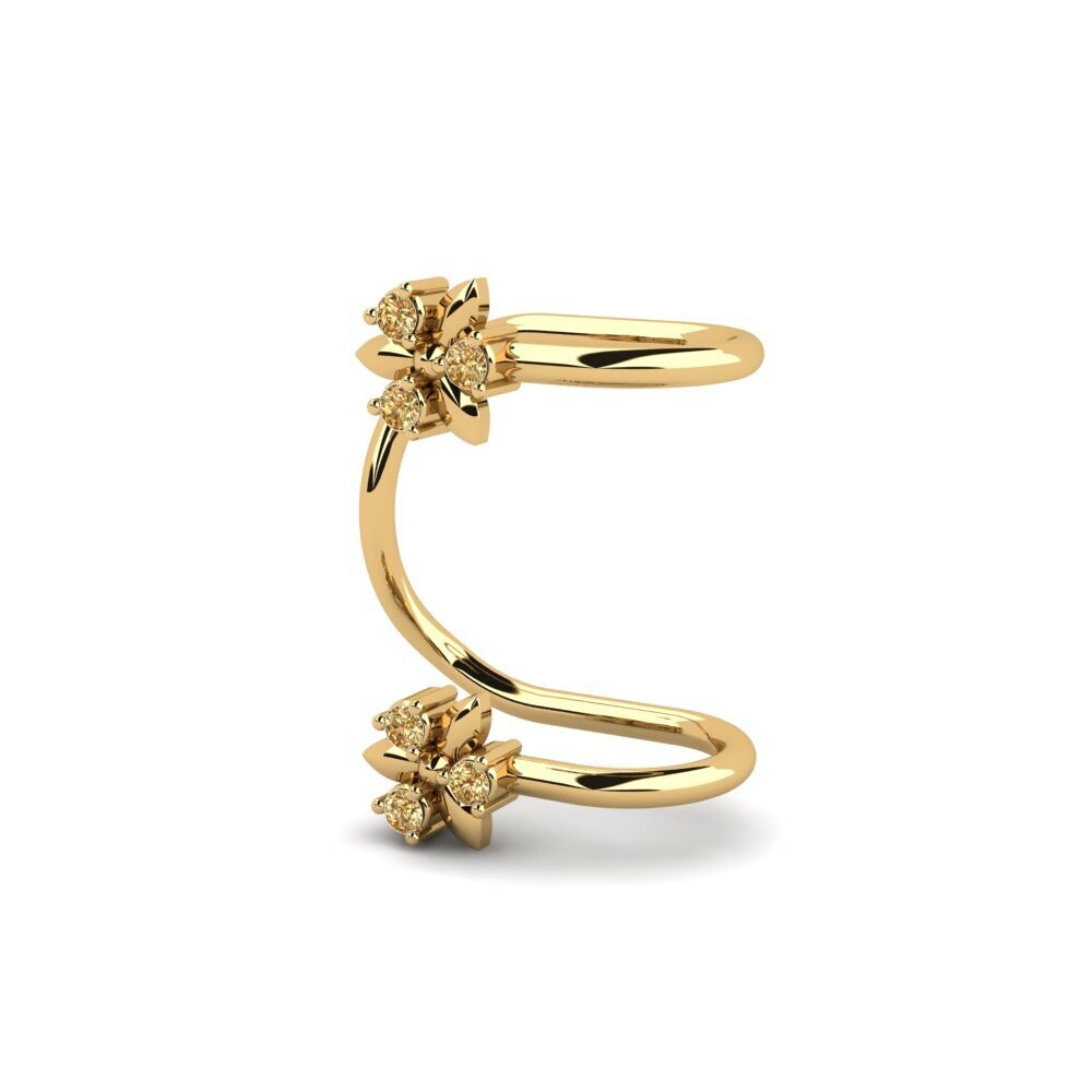14ct Yellow Gold Brown Diamond Women's Earring Godasse