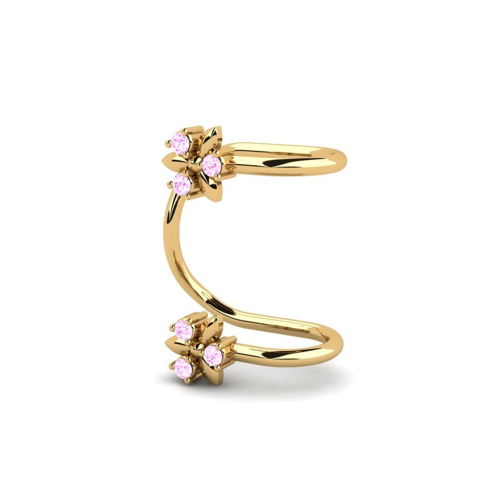 14ct Yellow Gold Pink Sapphire Women's Earring Godasse