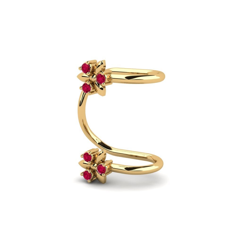 14ct Yellow Gold Ruby Women's Earring Godasse