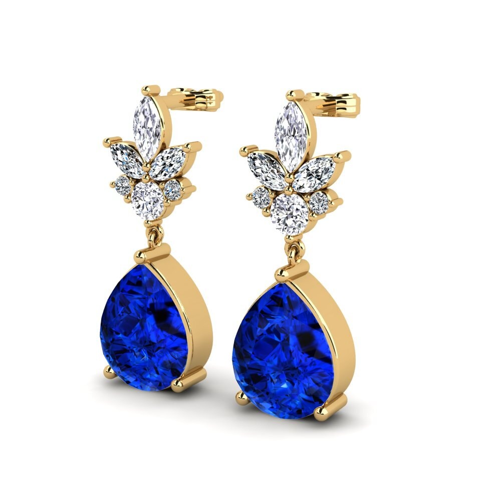 Pear Sapphire (Lab Created) Women's Earring Goffy