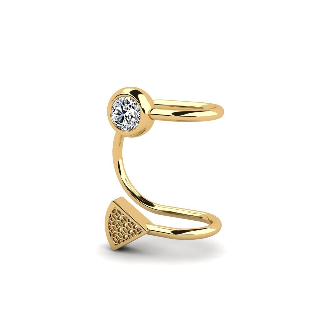 14ct Yellow Gold Zirconia Women's Earring Goncalves