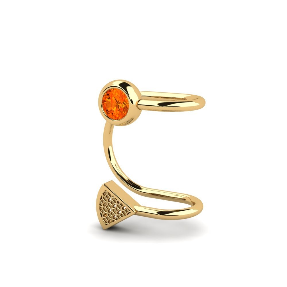 14ct Yellow Gold Orange Sapphire Women's Earring Goncalves