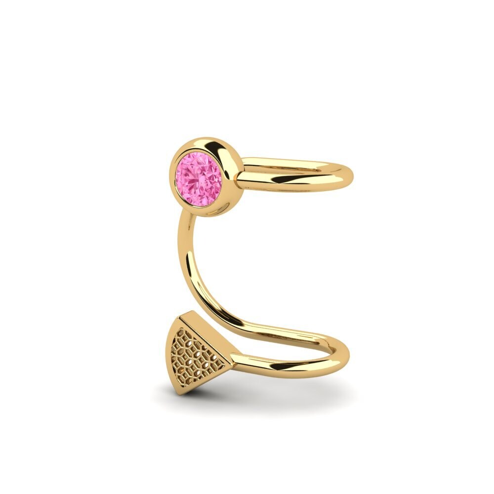 14ct Yellow Gold Pink Sapphire Women's Earring Goncalves