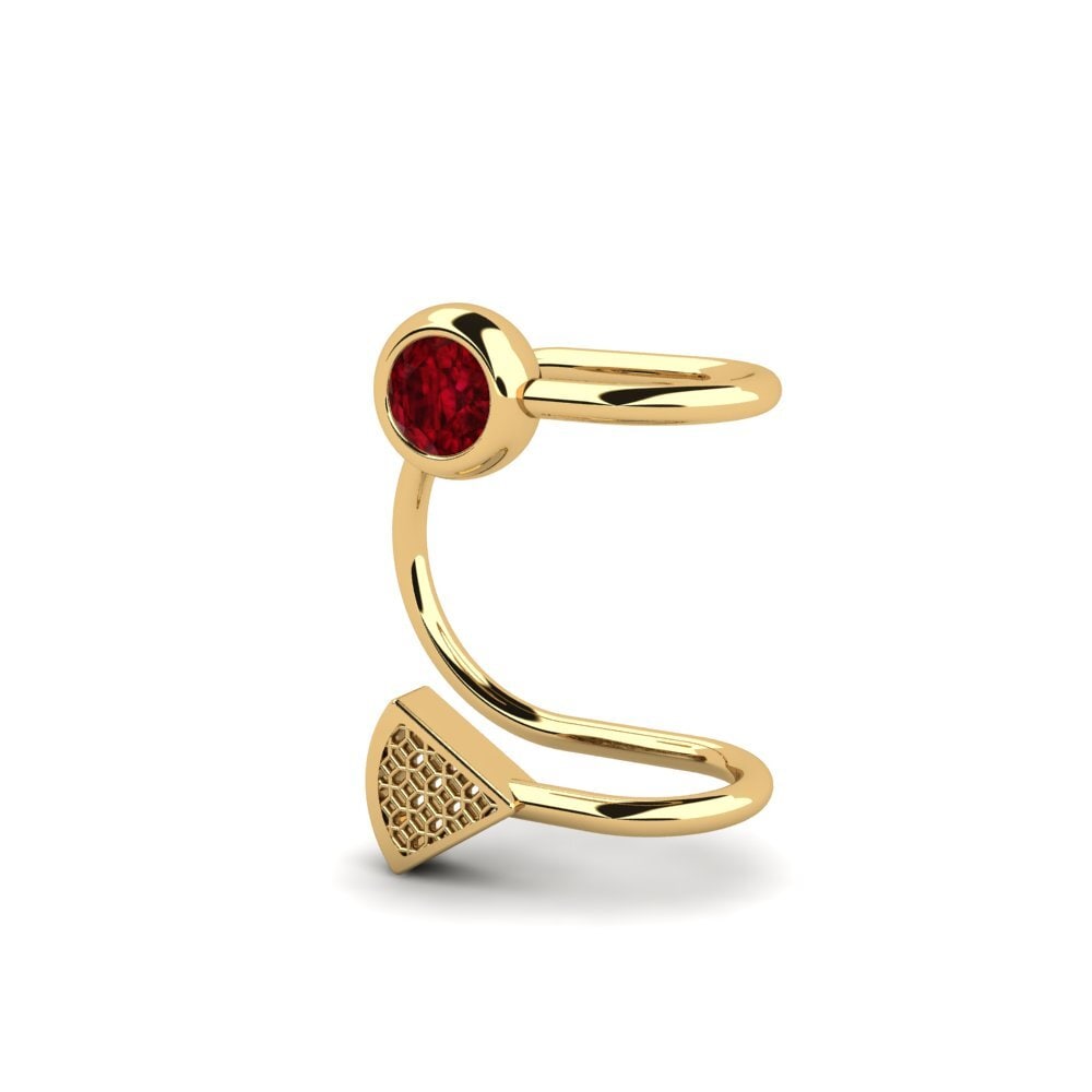 14ct Yellow Gold Ruby Women's Earring Goncalves