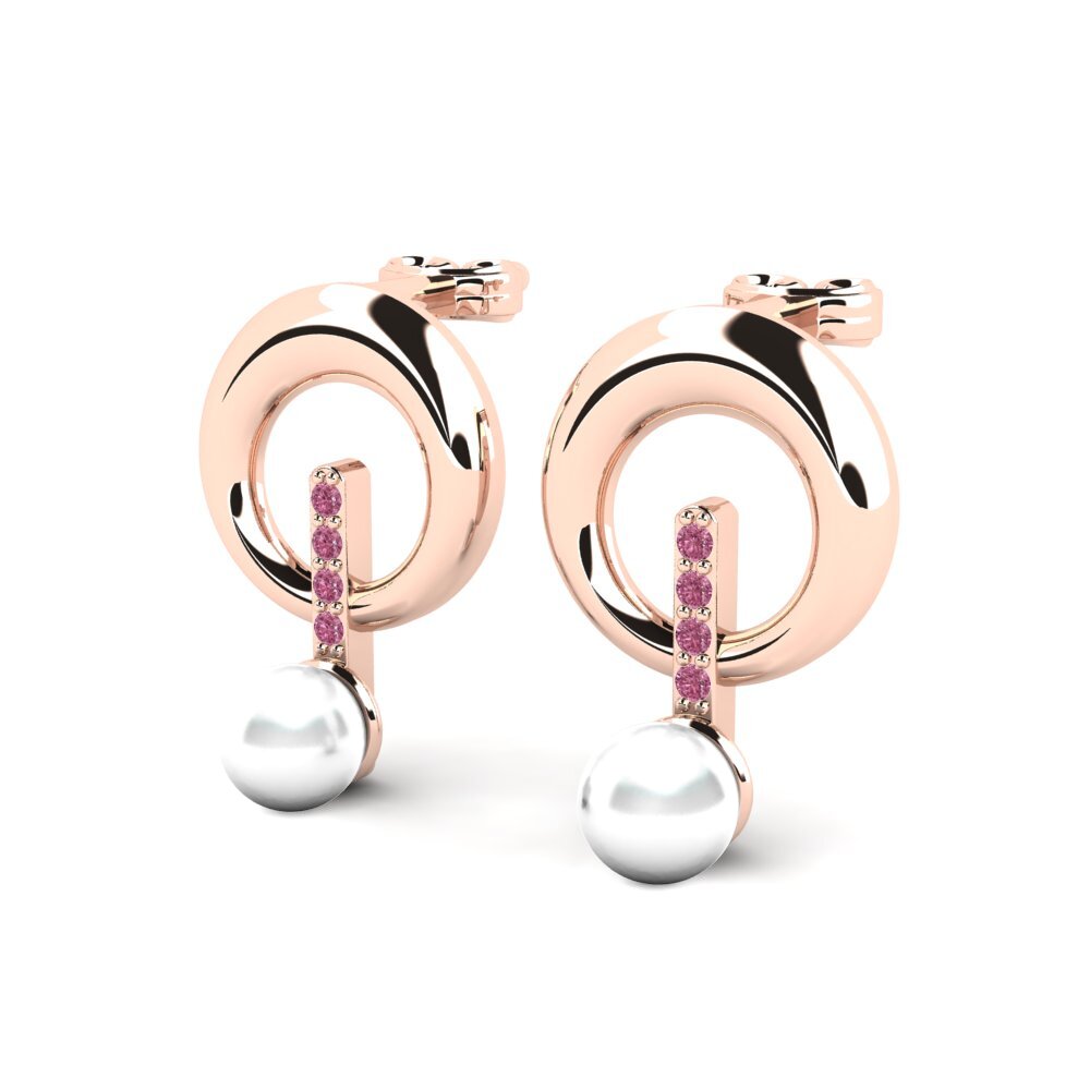 14k Oro Rosa Granate Rhodolite Pendiente de mujer Goraidh