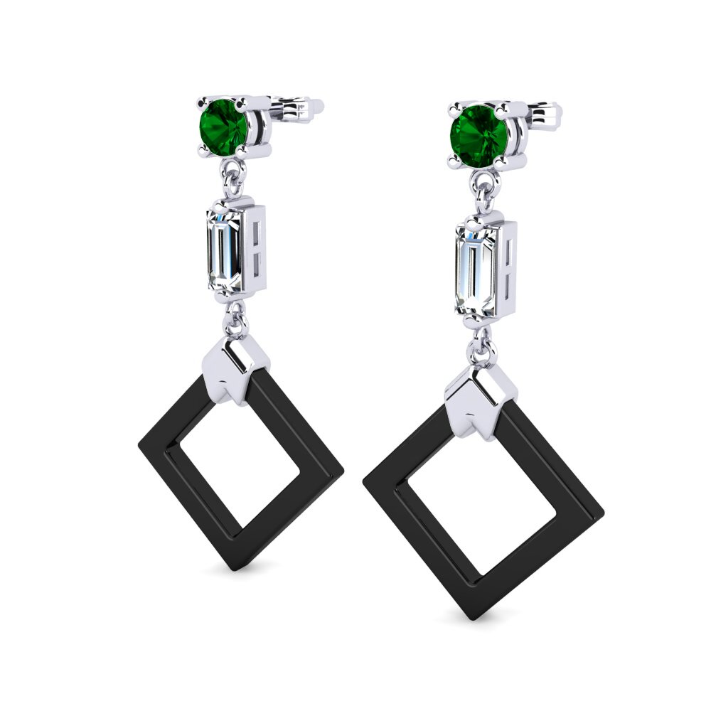 White Silver Green Zirconia Women's Earring Gosse