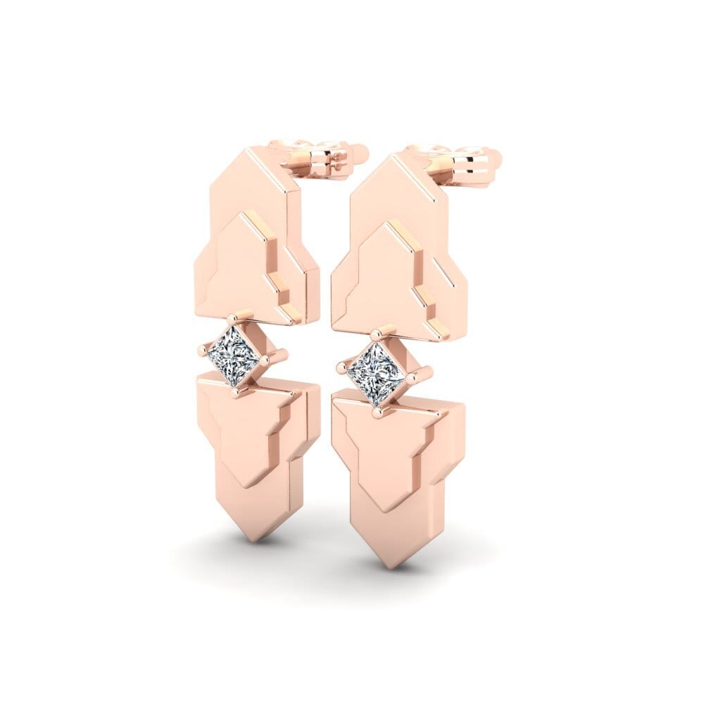 14k Oro Rosa Princesa Pendiente de mujer Grafton