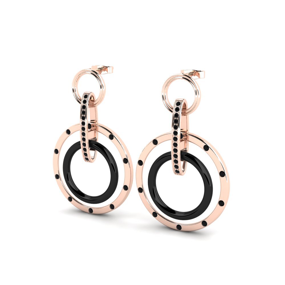 14k Oro Rosa Ónix Negro Pendiente de mujer Graig