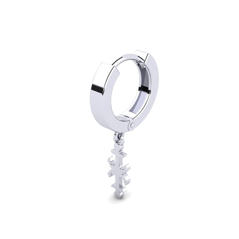 9ct White Gold Men's Earring Gravens