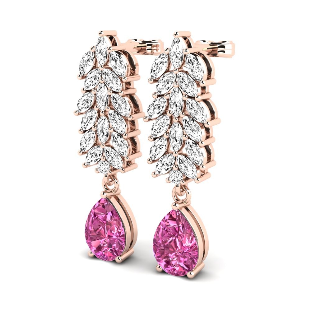 14k Oro Rosa Topacio Rosa Pendiente de mujer Grazyna