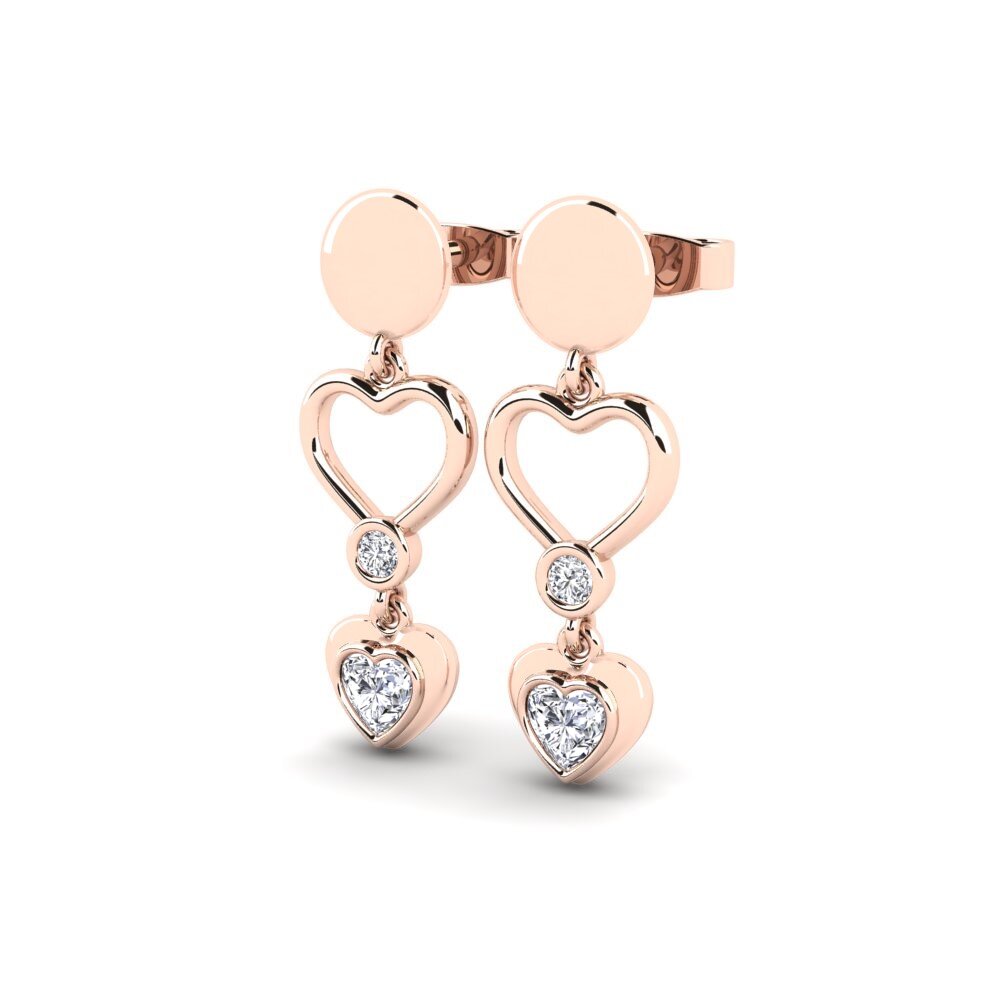 9k Oro Rosa Corazón Pendiente de mujer Greatly