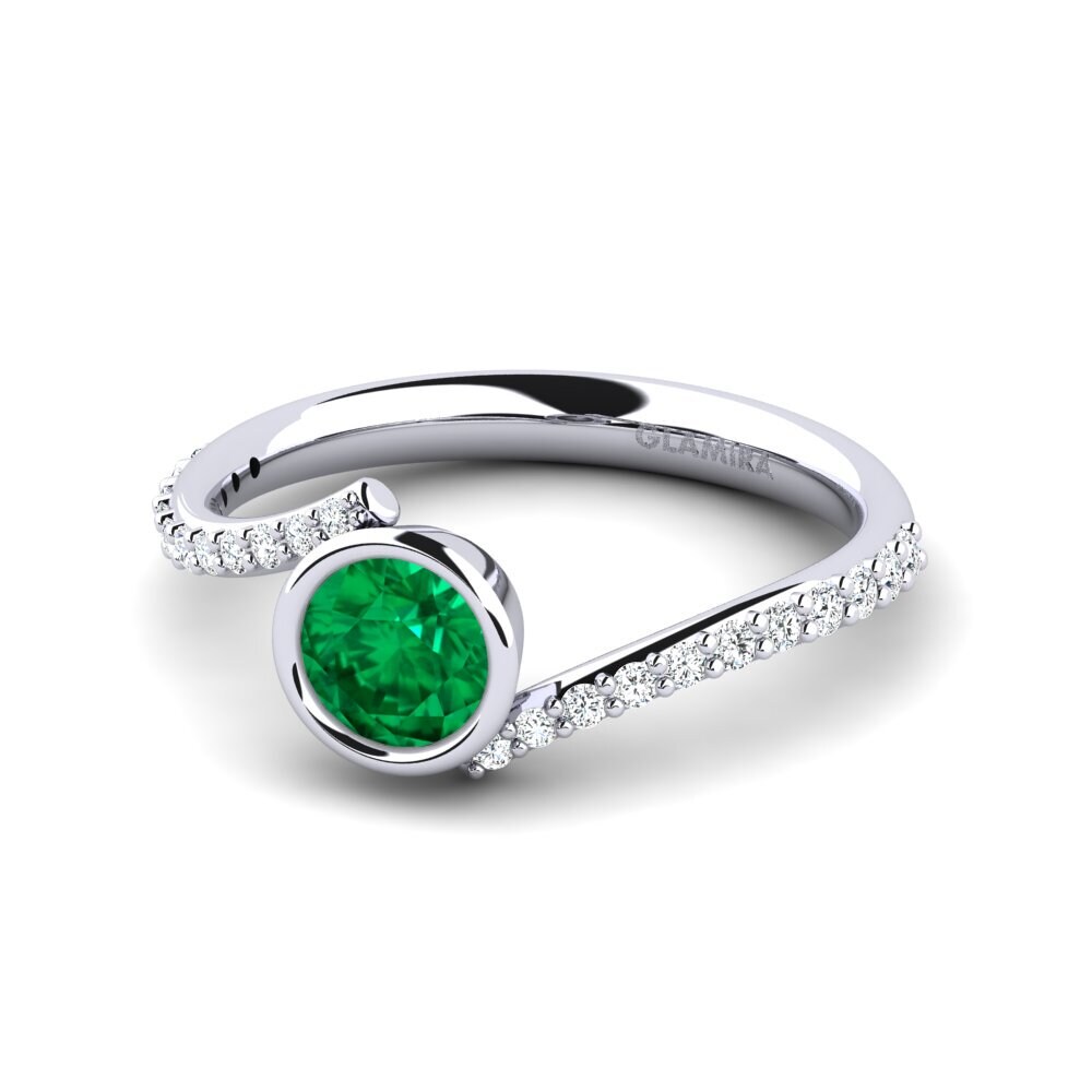 Esmeralda (creada en laboratorio) Anillo de compromiso Greco