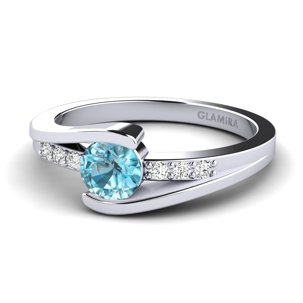 Circón Azul Anillo de compromiso Gredel