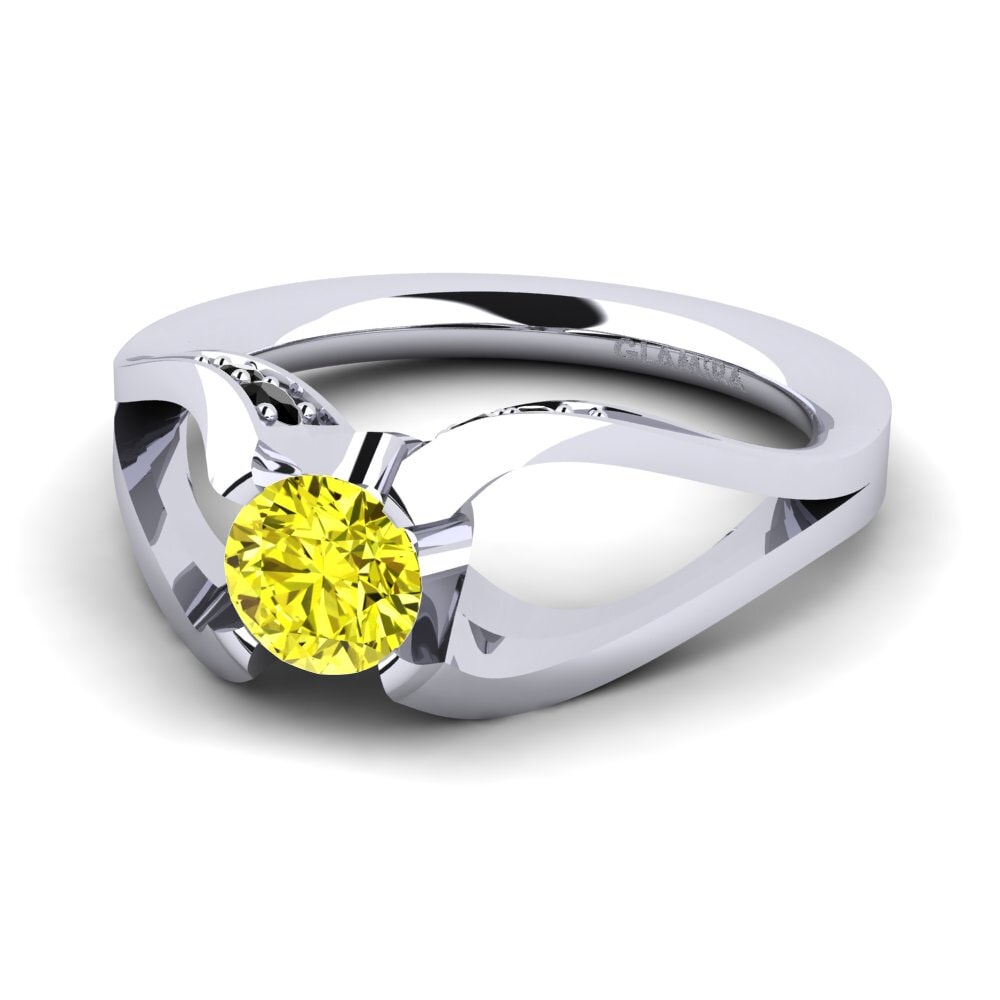 18k Oro Blanco Anillo de compromiso Gremory