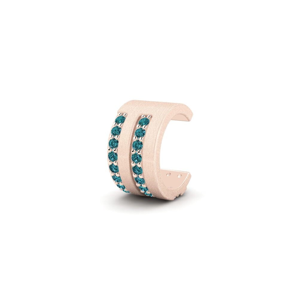 14ct Rose Gold Blue Diamond Men's Ear Cuff Grena