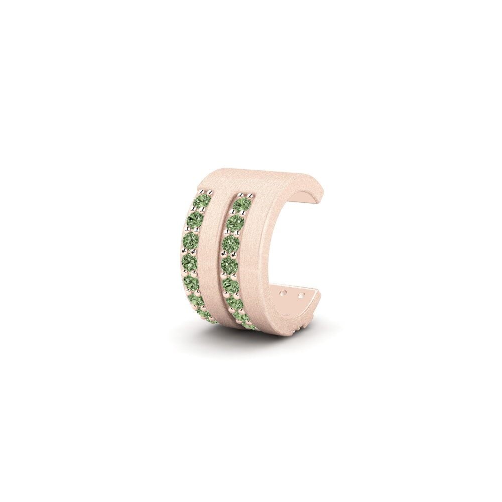 14ct Rose Gold Green Diamond Men's Ear Cuff Grena