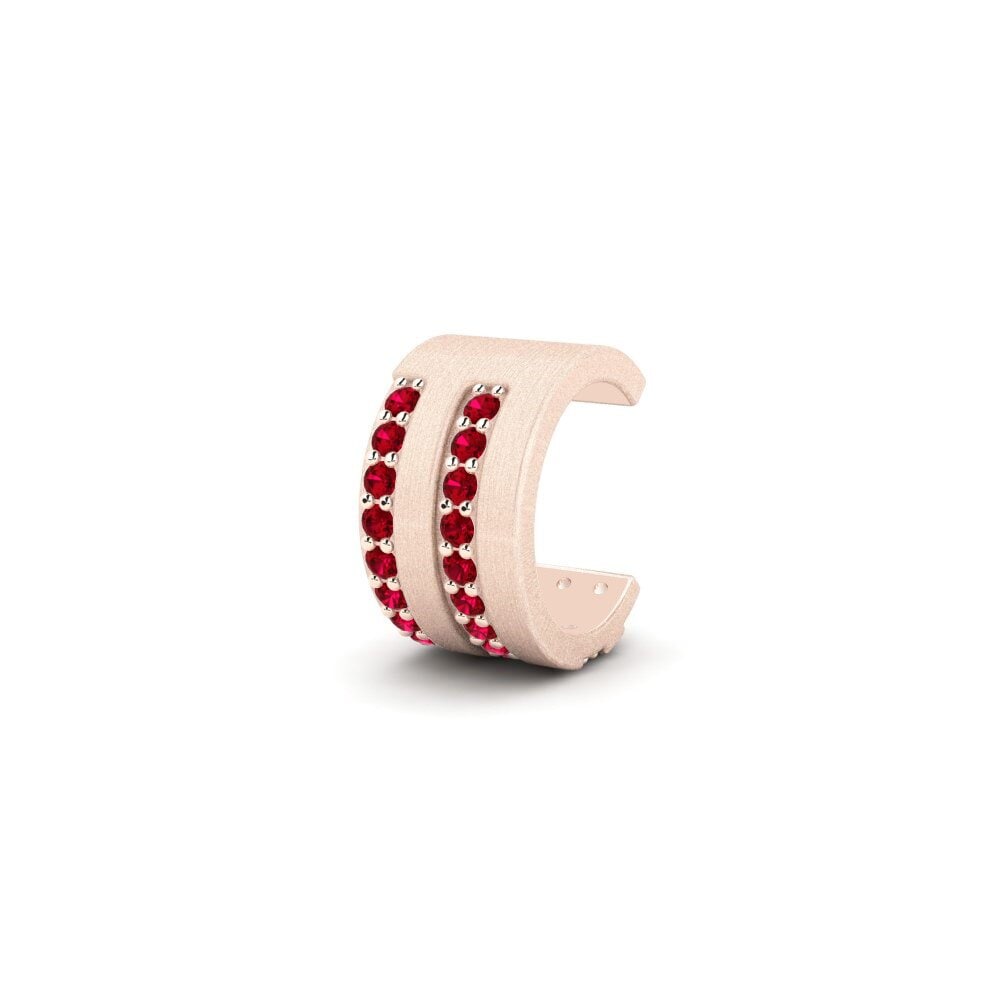 9k Oro Rosa Circonita Roja Aro oreja hombre Grena