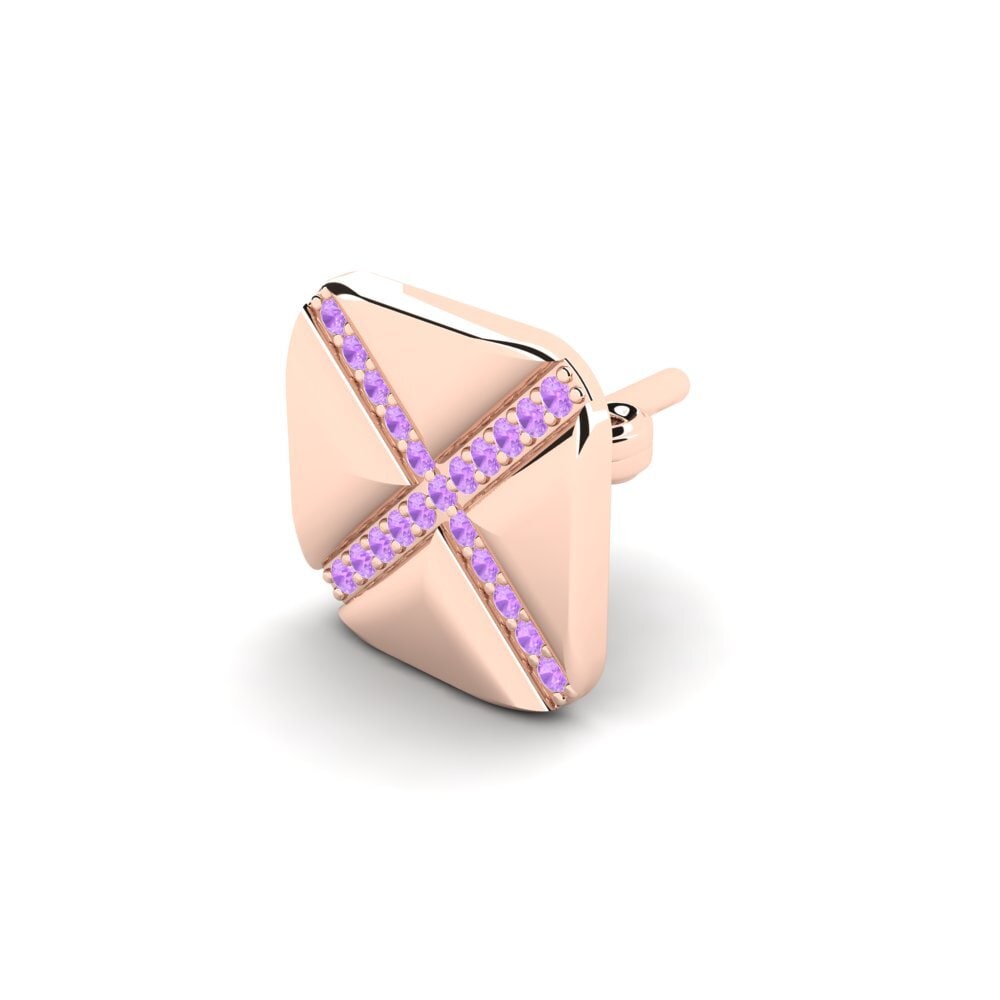 14ct Rose Gold Amethyst Men's Earring Gresses