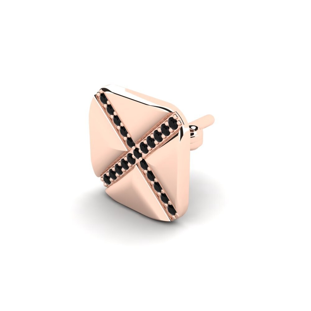 14ct Rose Gold Black Onyx Men's Earring Gresses