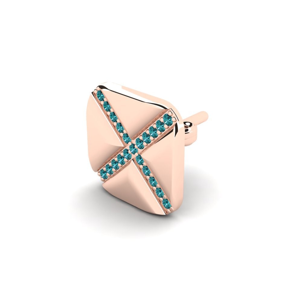 14k Oro Rosa Diamante Azul Pendiente para hombre Gresses