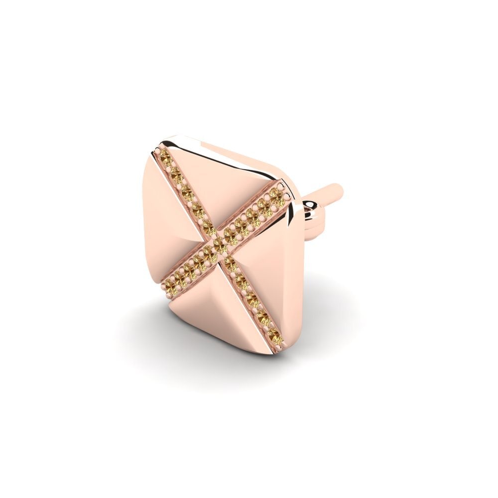 9ct Rose Gold Brown Diamond Men's Earring Gresses