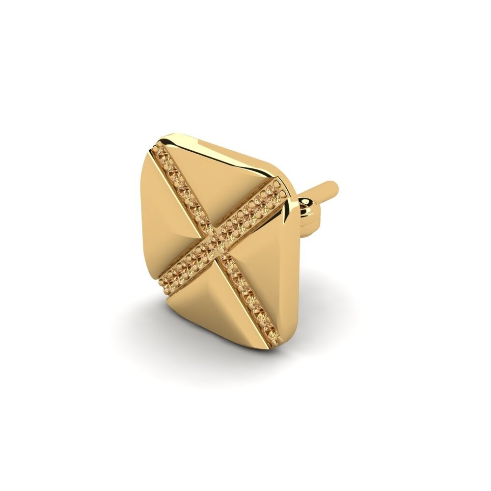 18ct Yellow Gold Brown Diamond Men's Earring Gresses