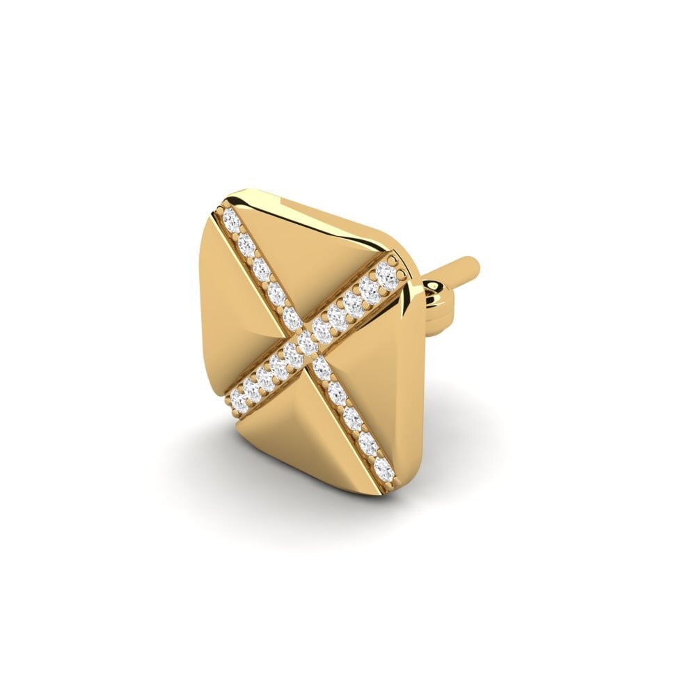 14ct Yellow Gold White sapphire Men's Earring Gresses