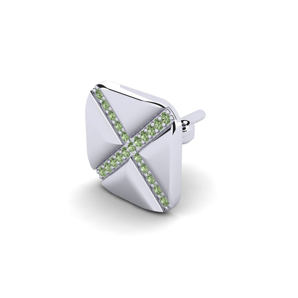 585 Bílé zlato Zelený diamant Pánské náušnice Gresses