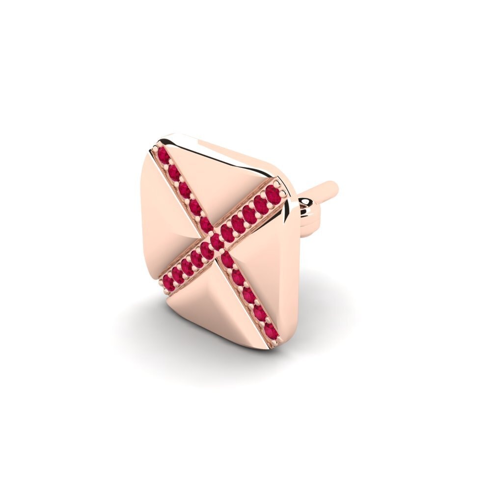 18k Oro Rosa Rubí Pendiente para hombre Gresses