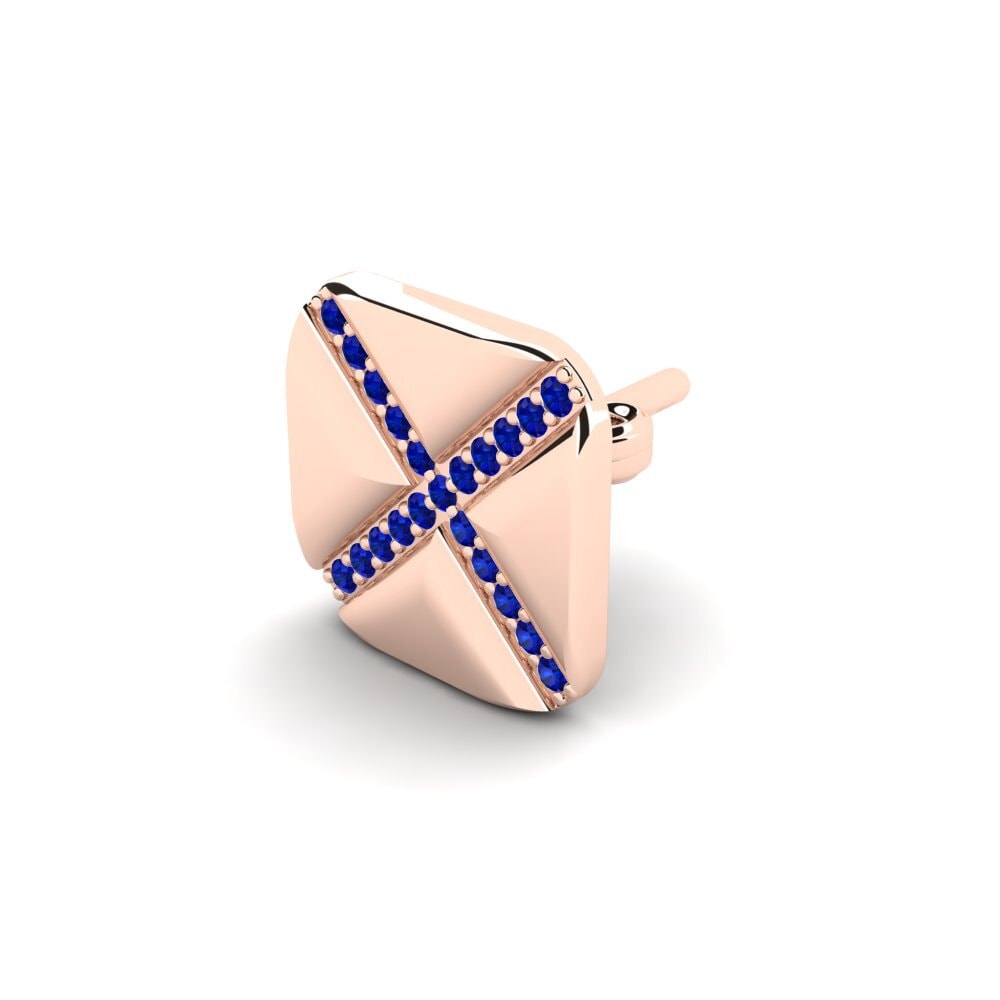 9ct Rose Gold Sapphire Men's Earring Gresses
