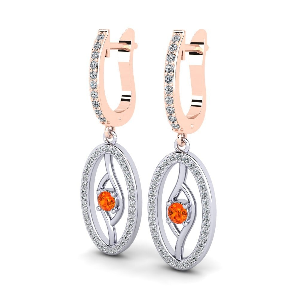 9K White & Rose Gold Orange Sapphire Earring Gretchen