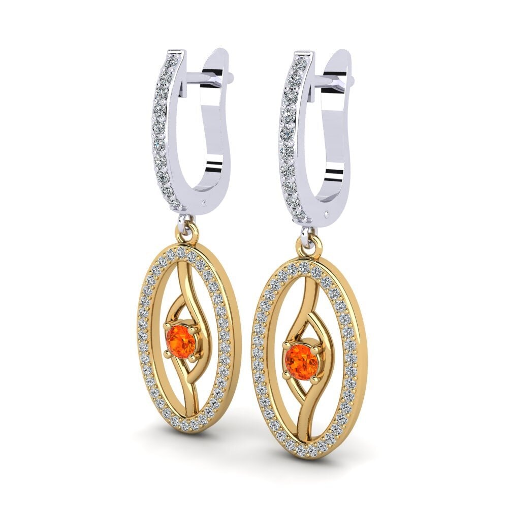 14K Yellow & White Gold Orange Sapphire Earring Gretchen