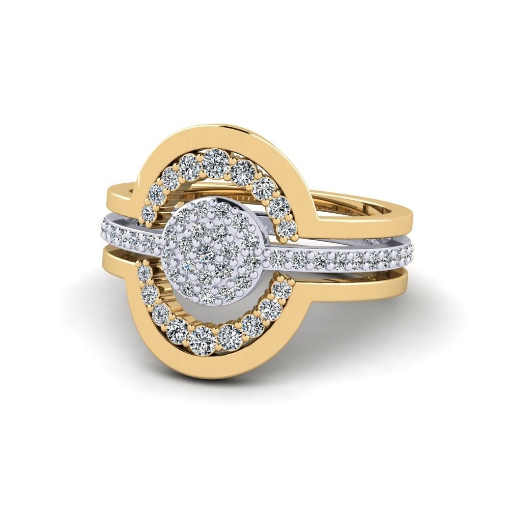 9k Oro Amarillo & Blanco Anillo Greyshell SET