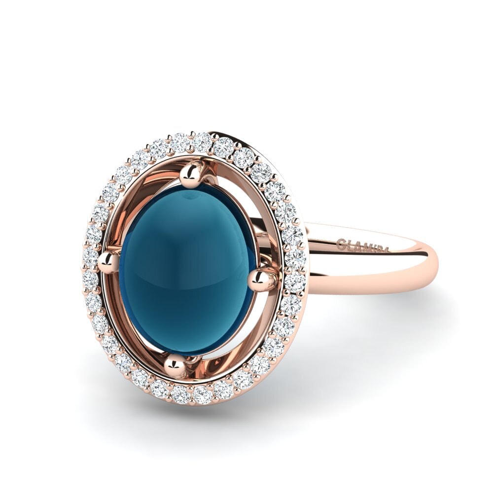Topacio Azul Londres Cabujón Anillo Grisel