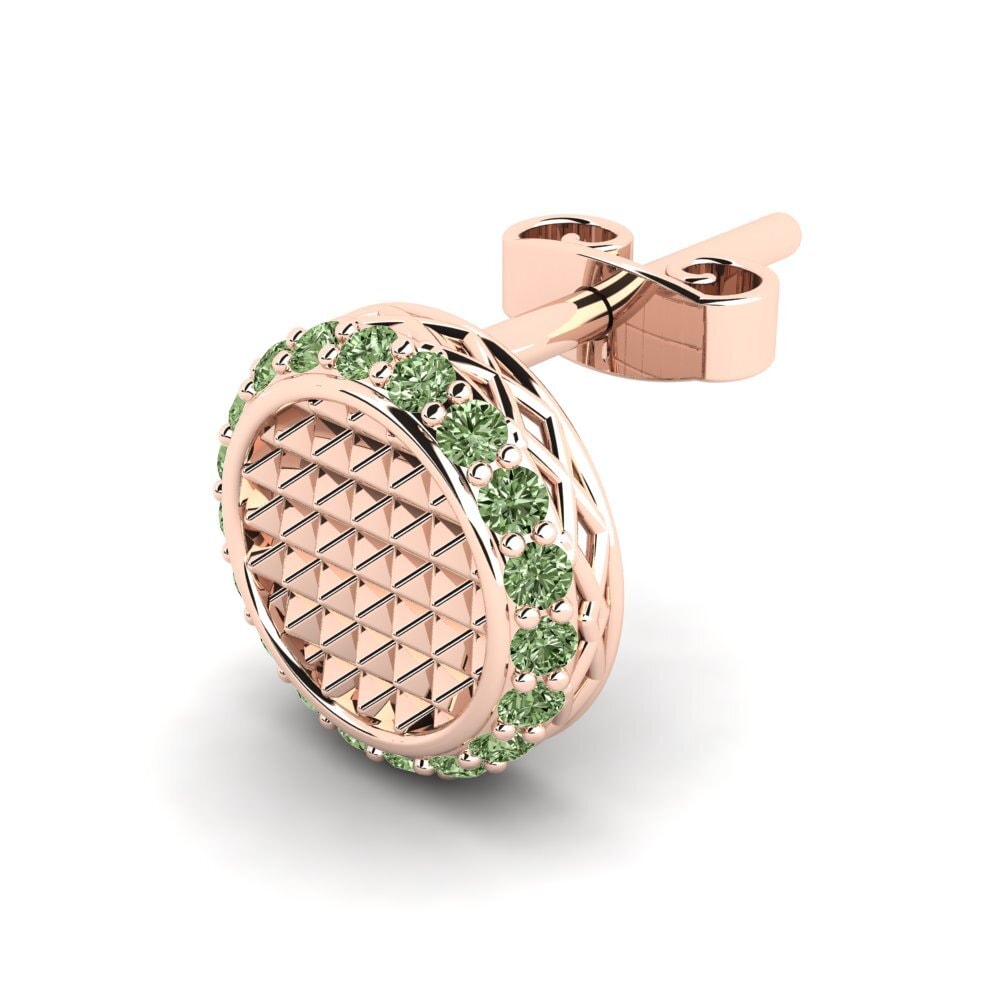 14ct Rose Gold Green Diamond Men's Earring Grookey