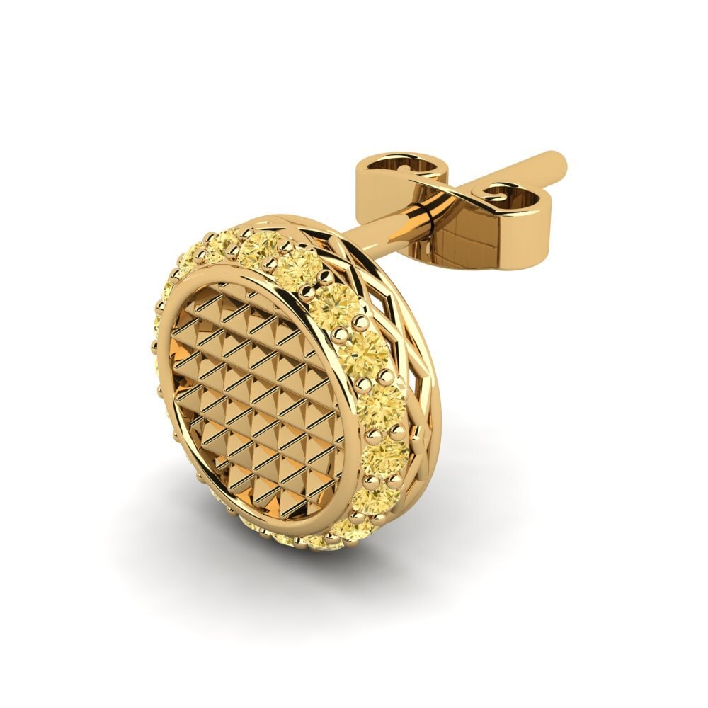 18k Oro Amarillo Diamante Amarillo Pendiente para hombre Grookey