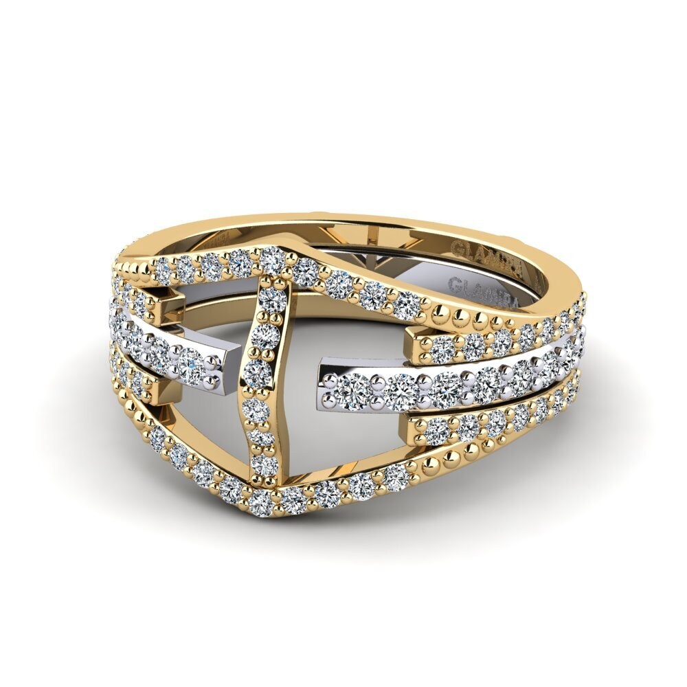 9k Oro Amarillo & Blanco Anillo Grozants SET