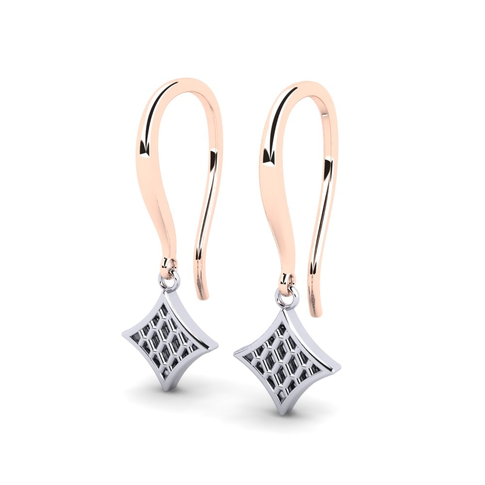 9k Oro Rosa/Blanco Pendientes Grund