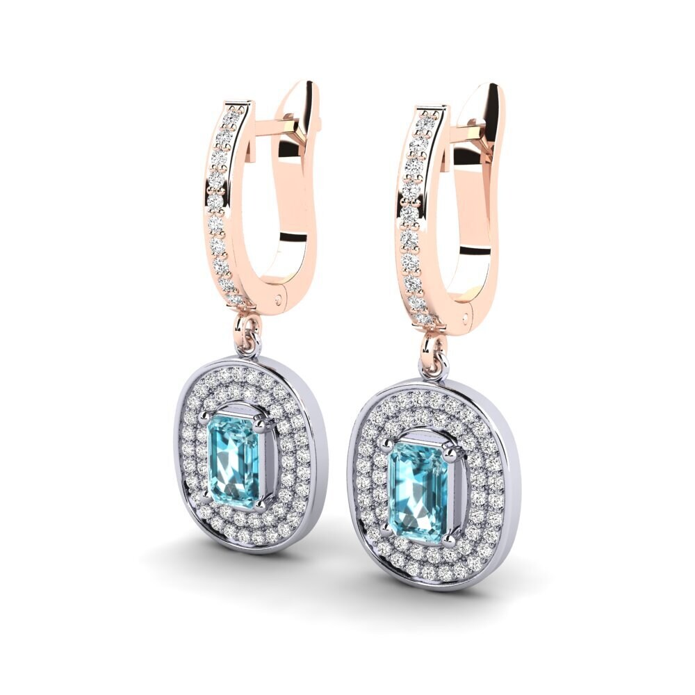 Esmeralda Zircão Azul Brincos Feminino Guarde