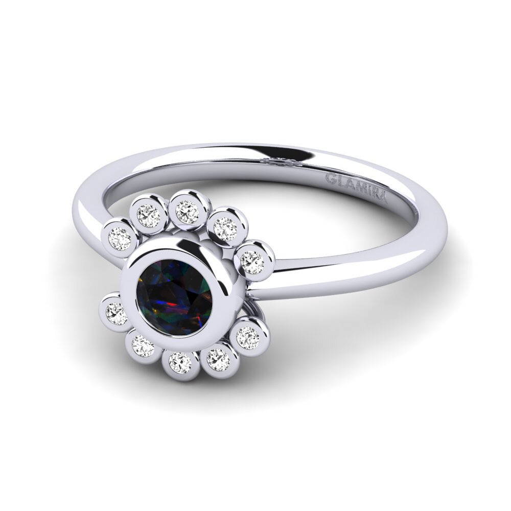 Schwarzer Opal Verlobungsring Guava