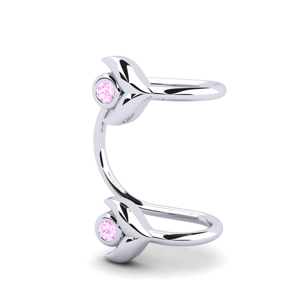 14k Oro Blanco Zafiro Rosado Pendiente de mujer Guertin