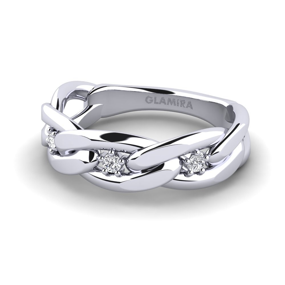 14k Oro Blanco Anillo meñique Gufor