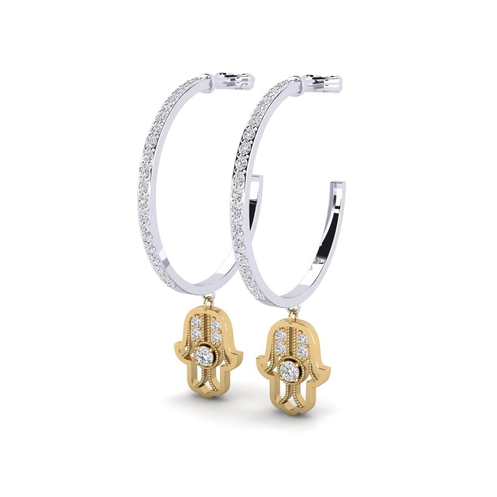 14ct White / Yellow Gold Women's Earring Gutta